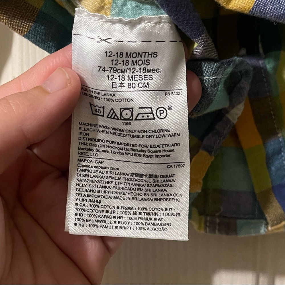 Baby Gap Short Or Long Sleeve Plaid Shirt Size 12-18 Months - Picture 6 of 6